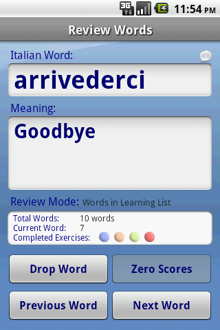 Italian Audio FlashCards Android Education