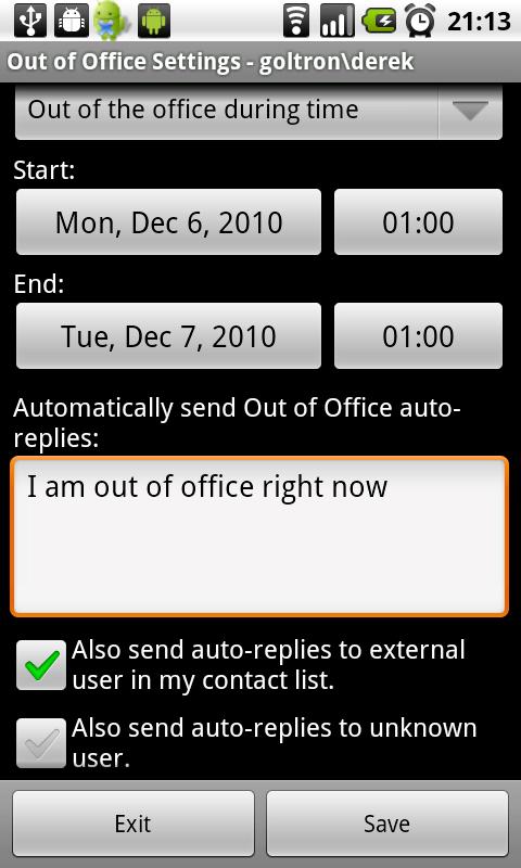 Out of Office Assistant Android Productivity