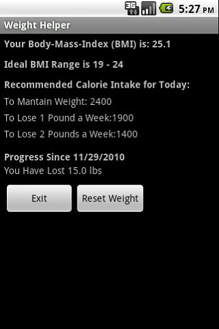 Weight Helper Android Health & Fitness