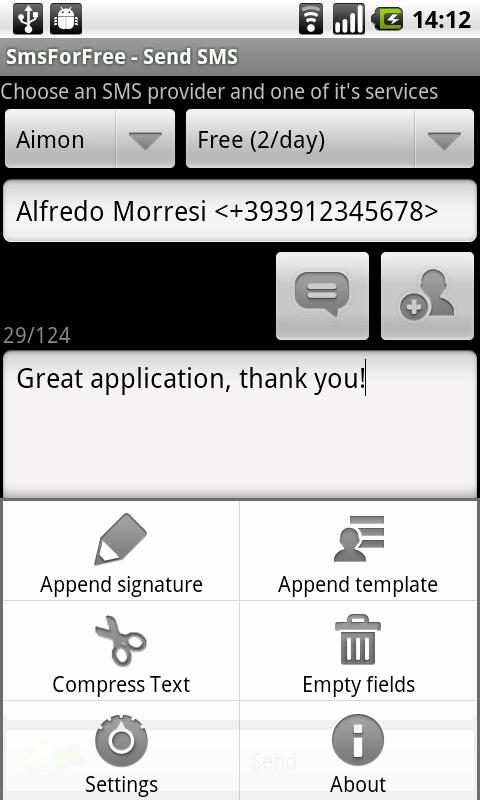 SmsForFree Lite Android Communication