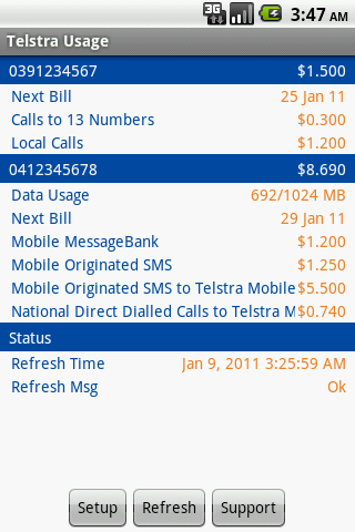 Telstra Usage Android Tools