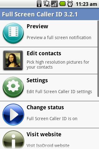 Full Screen Caller ID Android Communication