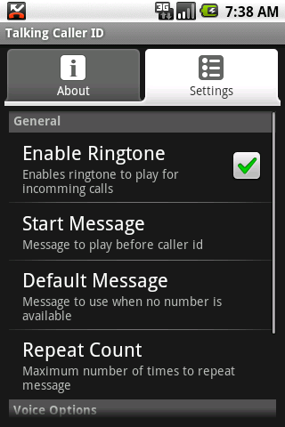 Talking Caller ID Android Communication