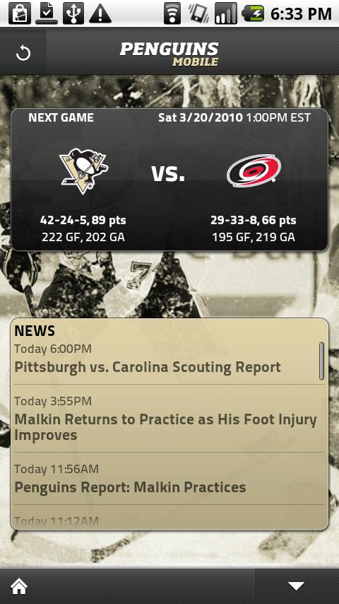 Pittsburgh Penguins Mobile Android Sports