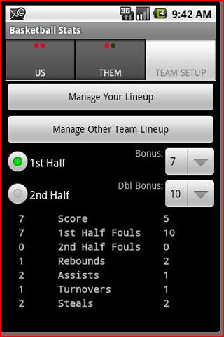Basketball Stats Android Sports
