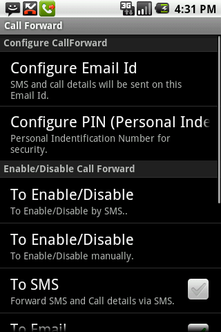 Call Forward Android Communication
