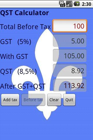 QST Calculator Android Shopping