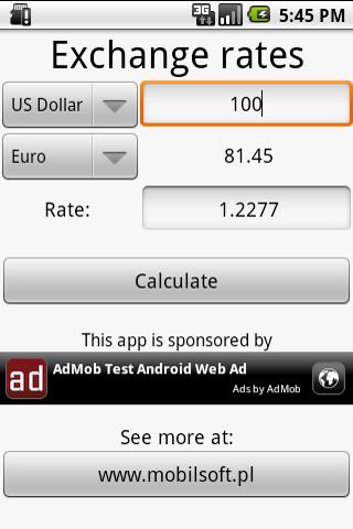 Exchange rates Android Travel & Local