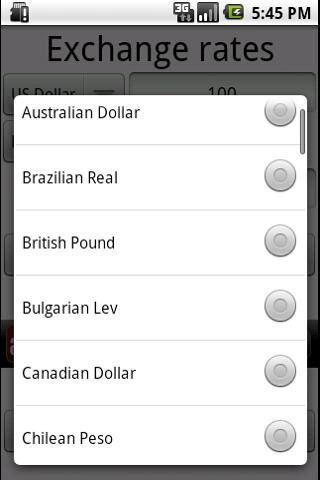 Exchange rates Android Travel & Local