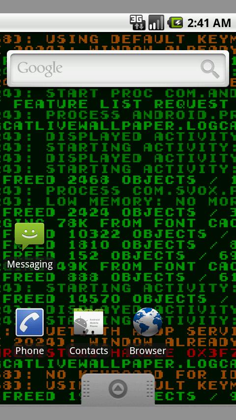 Logcat Live Wallpaper (lite) Android Personalization