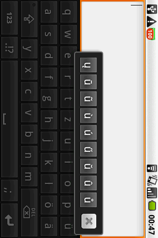 DE keyboard on demand