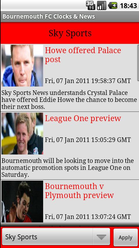 AFC Bournemouth Clocks & News Android Sports