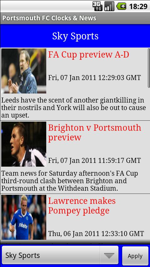 Portsmouth FC Clocks & News Android Sports