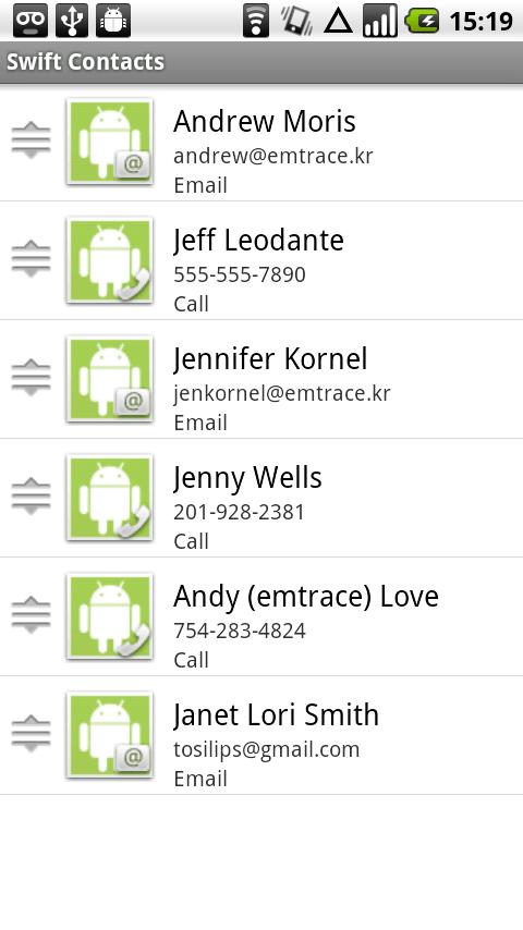 Swift Contacts (2.0 or higher) Android Communication