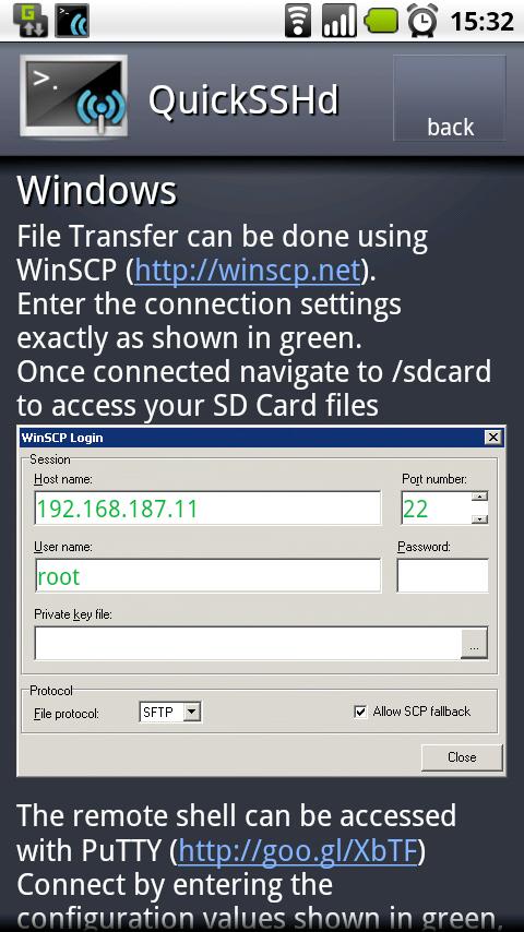 QuickSSHd Android Tools
