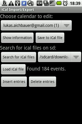 iCal Import/Export Android Tools