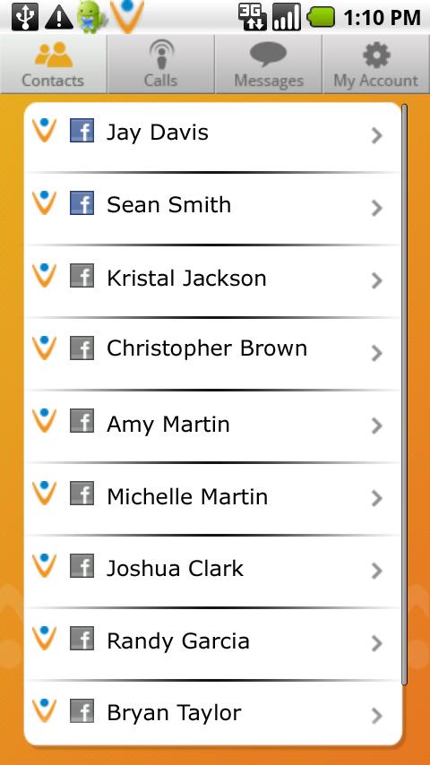 Vonage Mobile App for Facebook Android Communication