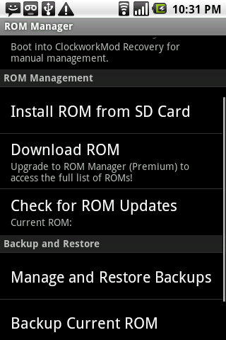 ROM Manager Android Tools