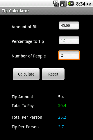 EZ Tip Calculator Android Tools