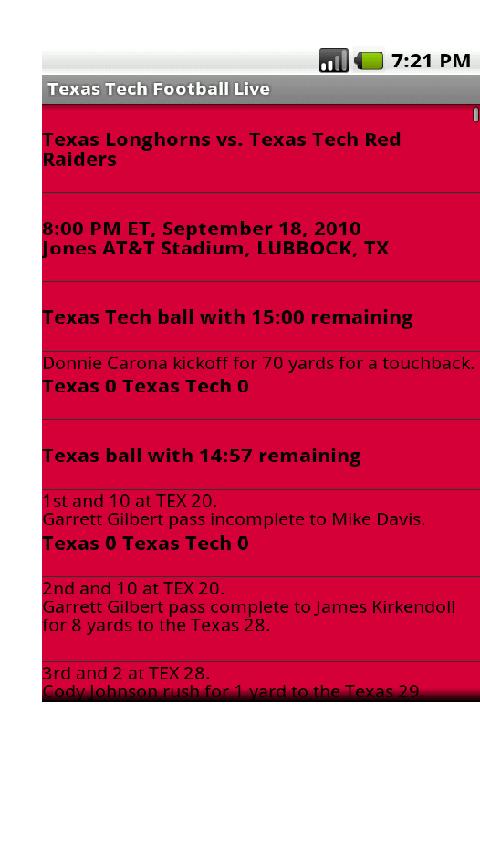Texas Tech Football Live Android Sports