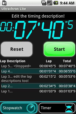 UltraChron Stopwatch Lite Android Tools