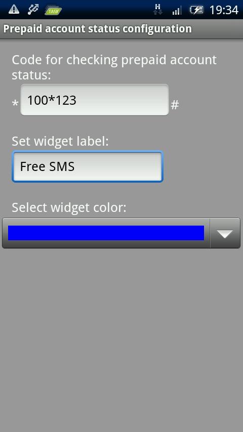 Prepaid status widget