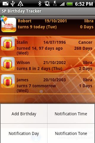 SP Birthday Tracker Android Productivity