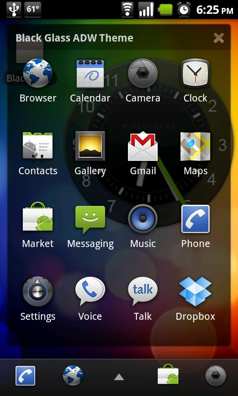 Black Glass ADW Theme Android Personalization