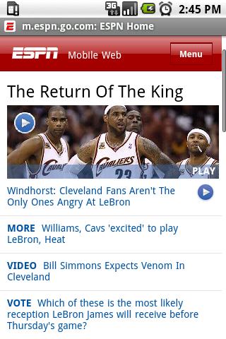 ESPN Sports for Android Android Sports