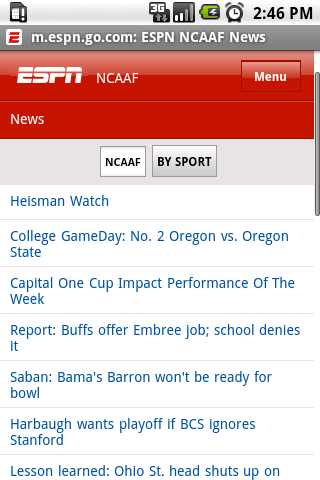 ESPN Sports for Android Android Sports