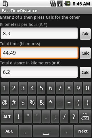 PaceTimeDistance Android Tools