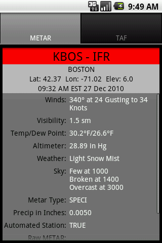 Aviation Weather Trial GADSoft Android Weather