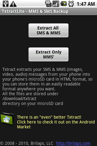 TxtractLite MMS & SMS Backup Android Tools
