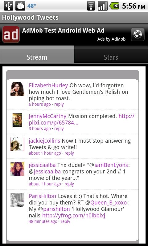 Hollywood Tweets Android Entertainment