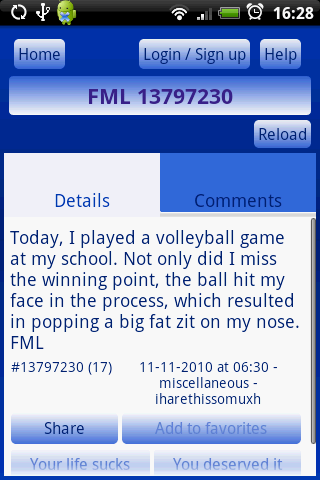 FML FMyLife.droid Android Entertainment