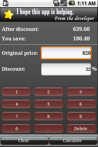 Discount Calc Android Shopping