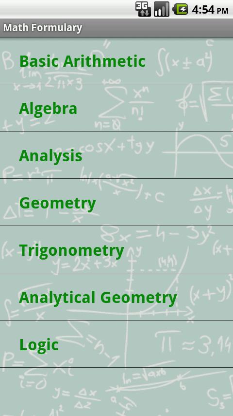 Math Formulary Android Education