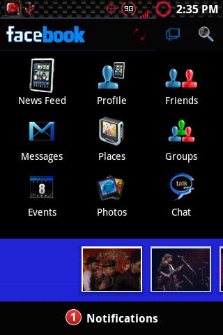 Black Facebook (LIght Blue Ve) Android Social
