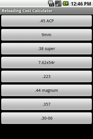 Reloading Calc. Android Sports