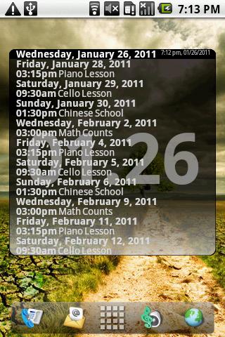 Androidlet Calendar Widget