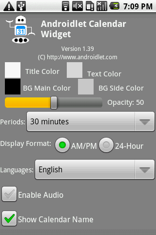 Androidlet Calendar Widget Android Personalization