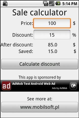Sale calculator Android Finance