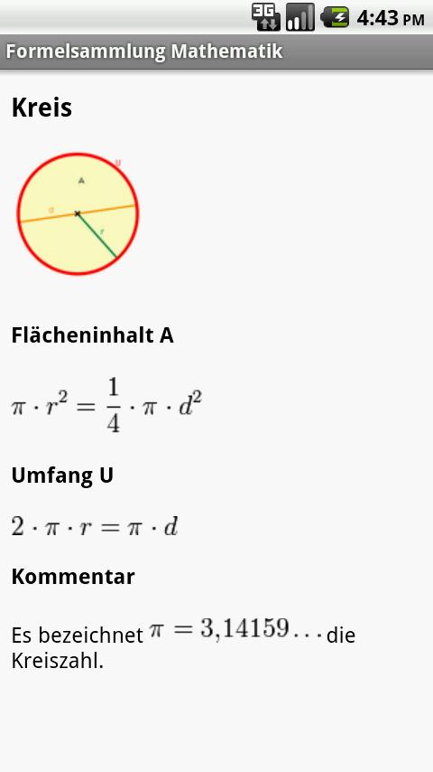 Formelsammlung Mathematik Android Education