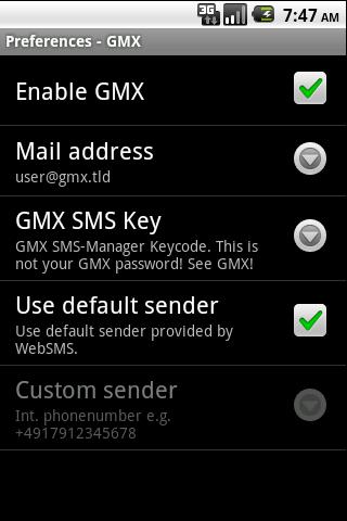 WebSMS: GMX Connector Android Communication
