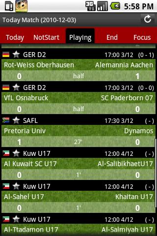 Soccer RealTimeScore(FootBall) Android Sports