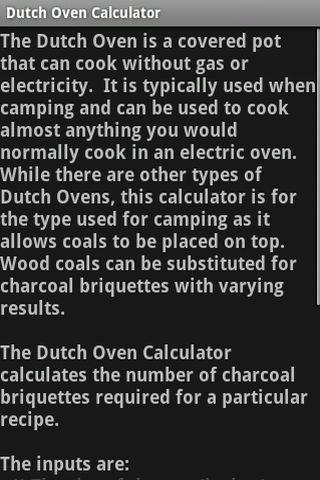 Dutch Oven Calculator Android Books & Reference