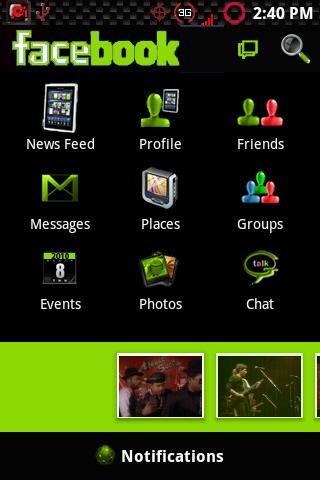 Black Facebook (Green Version) Android Social