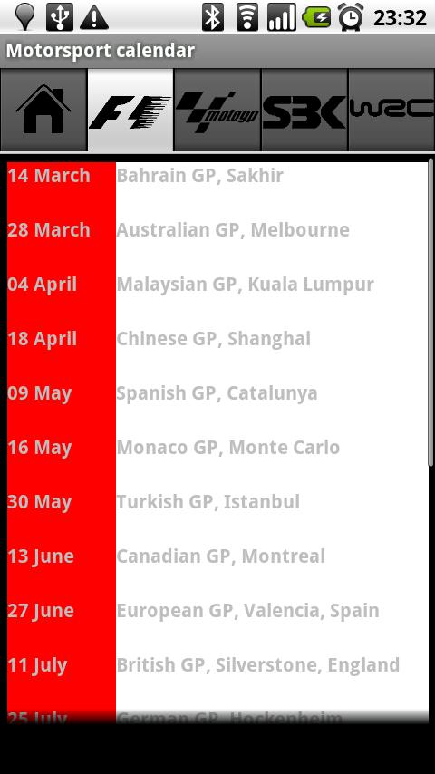 Motorsport calendar Android Sports
