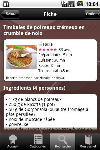 Cuisiner : 25 000 recettes Android Lifestyle