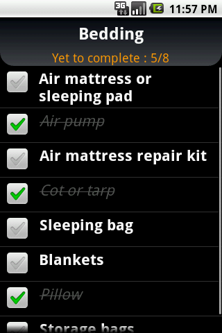 Camp Checklist Android Travel & Local